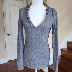 Banana Republic Womens Sweater Italian Yarn Gray V-Neck Lightweight Size S